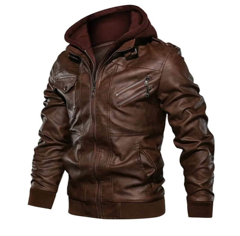 WW | Lederjacke Mit Kapuze Für Herren