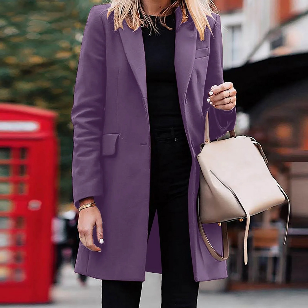W&W Mode | Damen Slim Fit Mantel Jacke, Ein Knopf Wolle Mix Lange Jacke