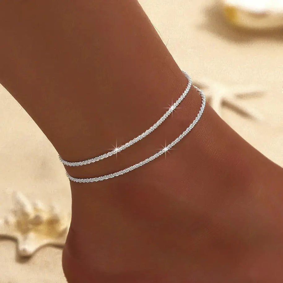 WW | Chic Silber/gold Doppel Fußkettchen