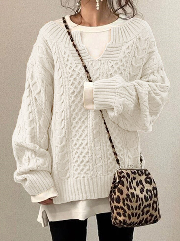 W&W Mode Luxe Sweater | Bequemer warmer Oversized-Zopfpullover aus weichem Material