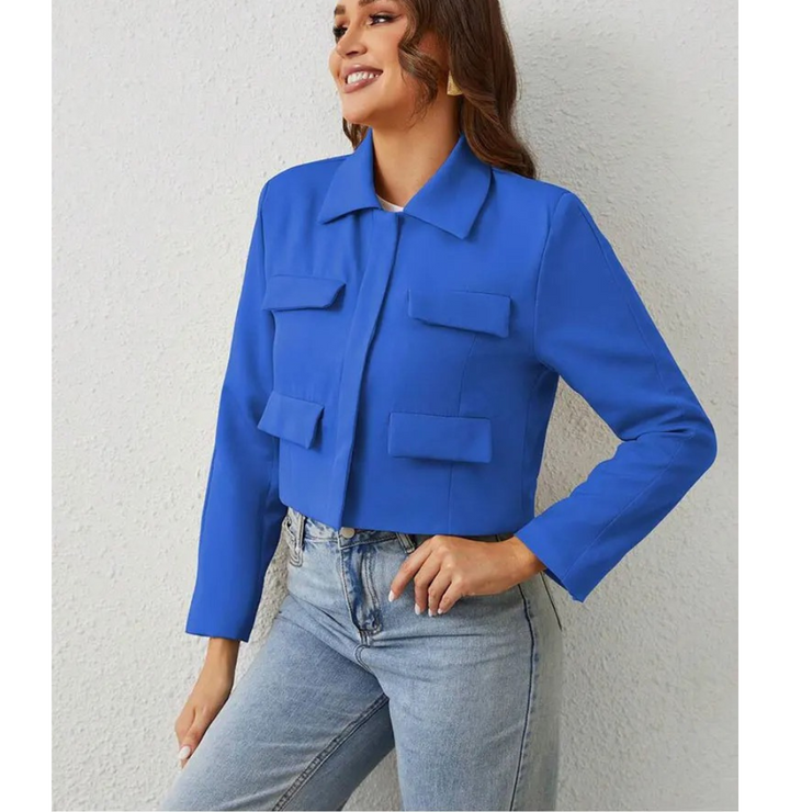 W&W Mode | Bomberjack Damen Kurzjacke mit Vier Fronttaschen und Minimalistischem Design