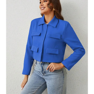 WW | Bomberjack Damen Kurzjacke mit Vier Fronttaschen und Minimalistischem Design
