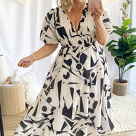 WW | Real Love Print Puffärmel Maxi Kleid
