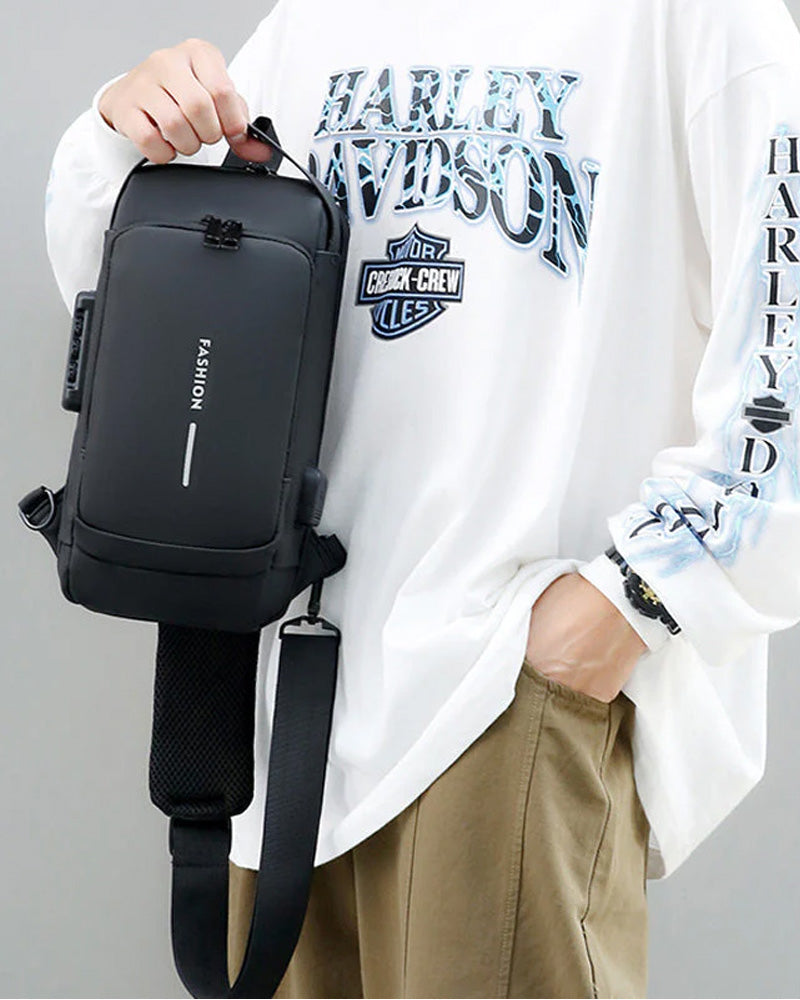 Unisex-Brusttasche mit Zahlenschloss und gepolstertem Tragesystem
