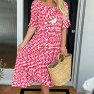 Midikleid mit Rundhalsausschnitt und Polka-Dot-Print