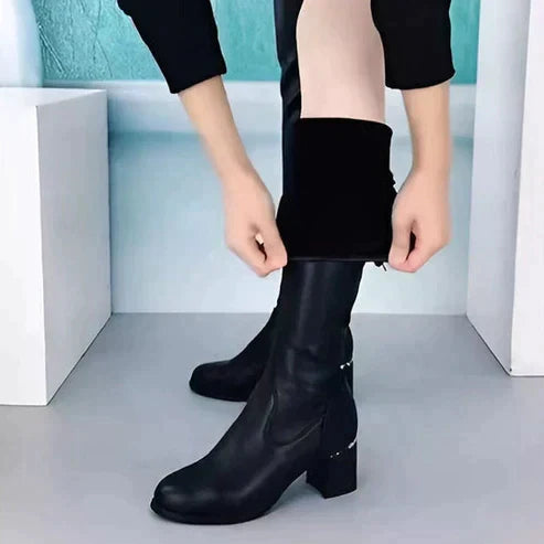 W&W Mode - Warme Overknee-Stiefel aus Leder