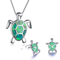 WW | Schildkröte Halskette + Ohrringe in Opal Und Silber Silber