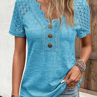 Specas™ - Woman T-Shirt mit kurzen Ärmeln und Spitze