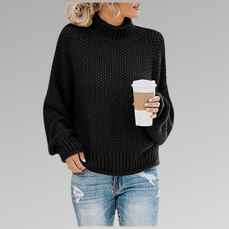 W&W Mode - Damen gemütlicher Strickrollkragenpullover