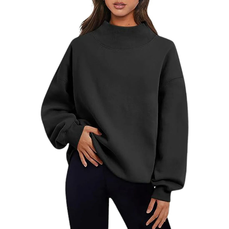 WW | Übergröße Hoher Kragen Damen Pullover Bequemer Lässig Stil