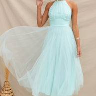 WW | Halter Tüll Midi Kleid