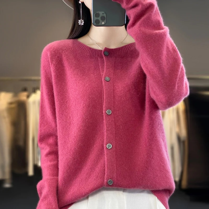 WW | Wolljacke Damen Strickjacke mit Knopfleiste, Weiches Material
