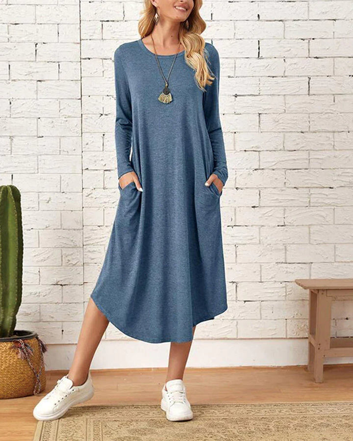 W&W Mode - Langärmeliges lockeres Kleid