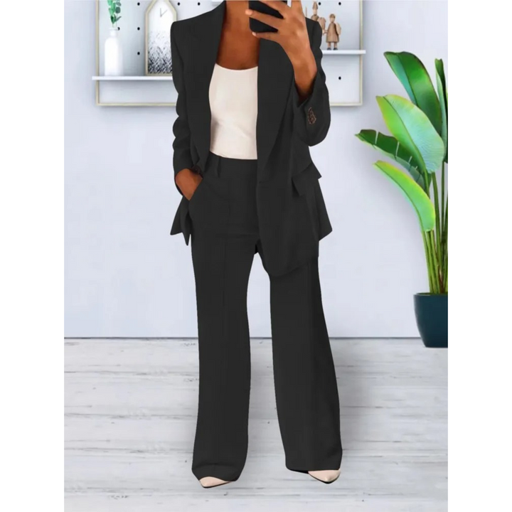W&W Mode | lässige Passform einfarbiger lässiger Taschenblazer und Hosen Set
