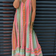 WW | Away On Vacay Lange Cami Kleid mit Ethnischem Muster