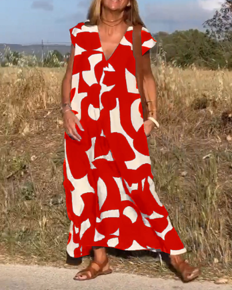 Amara™ - Maxikleid mit Print und V-Ausschnitt