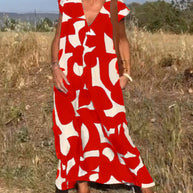 Amara™ - Maxikleid mit Print und V-Ausschnitt