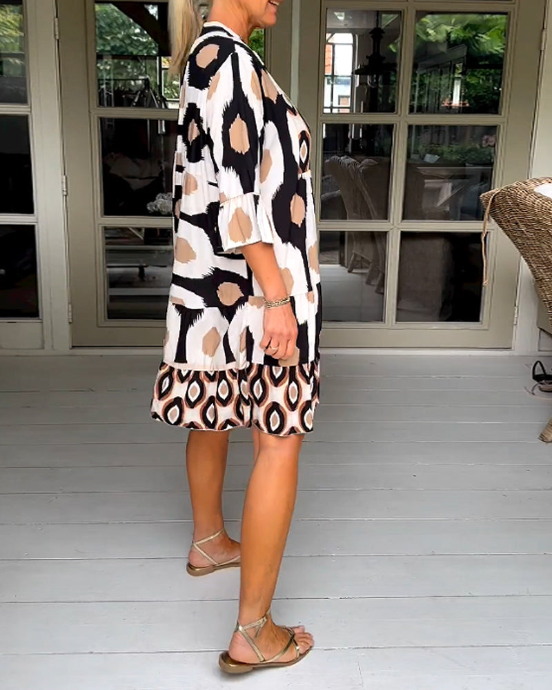 W&W Mode A-line Kleid | Stilvolles bedrucktes Midi-Sommerkleid für Frauen mit Taschen