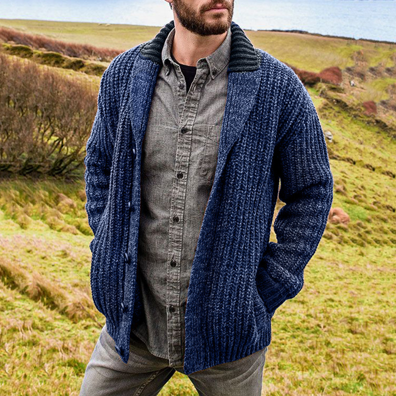 WW | Herren Strickjacke Mit Knöpfen, Dicke Wolle, Weinlese Design, Lässig Fit