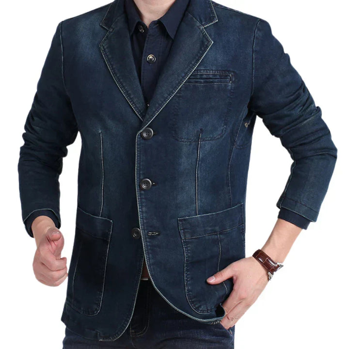 W&W Mode | Herren Denim Baumwolle Blazerjacke