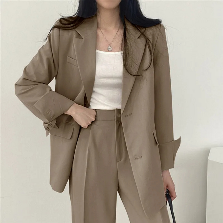 W&W Mode | Langer Damenblazer mit Breitem Revers und Relaxter Passform