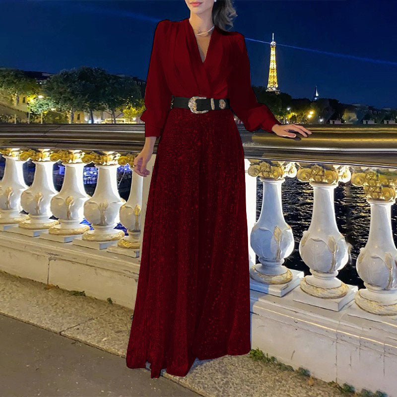 WW | Eleganter Schnitt - Weitbeiniger Pailletten-Jumpsuit