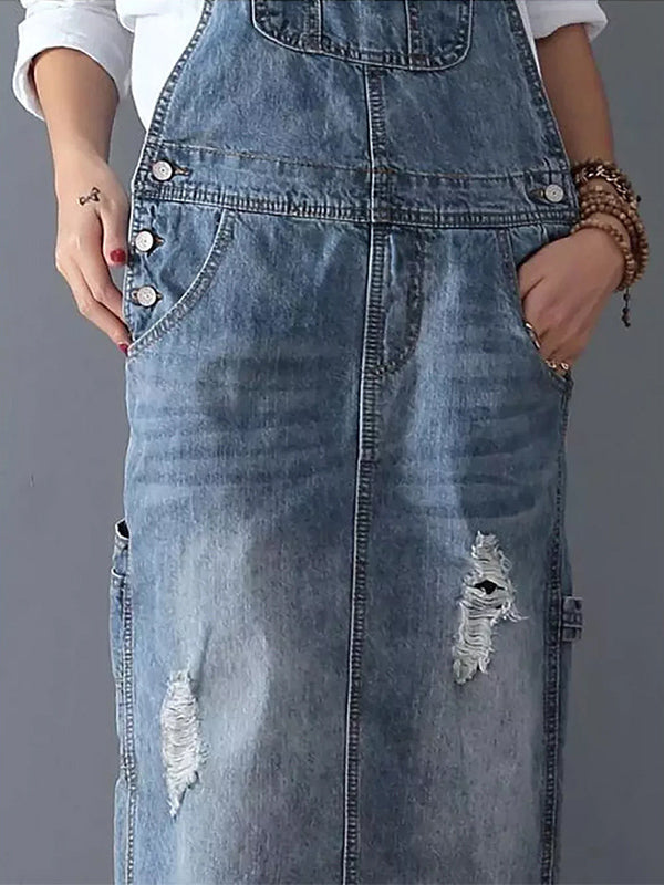 W&W Mode | Lässiges Denim-Latzkleid