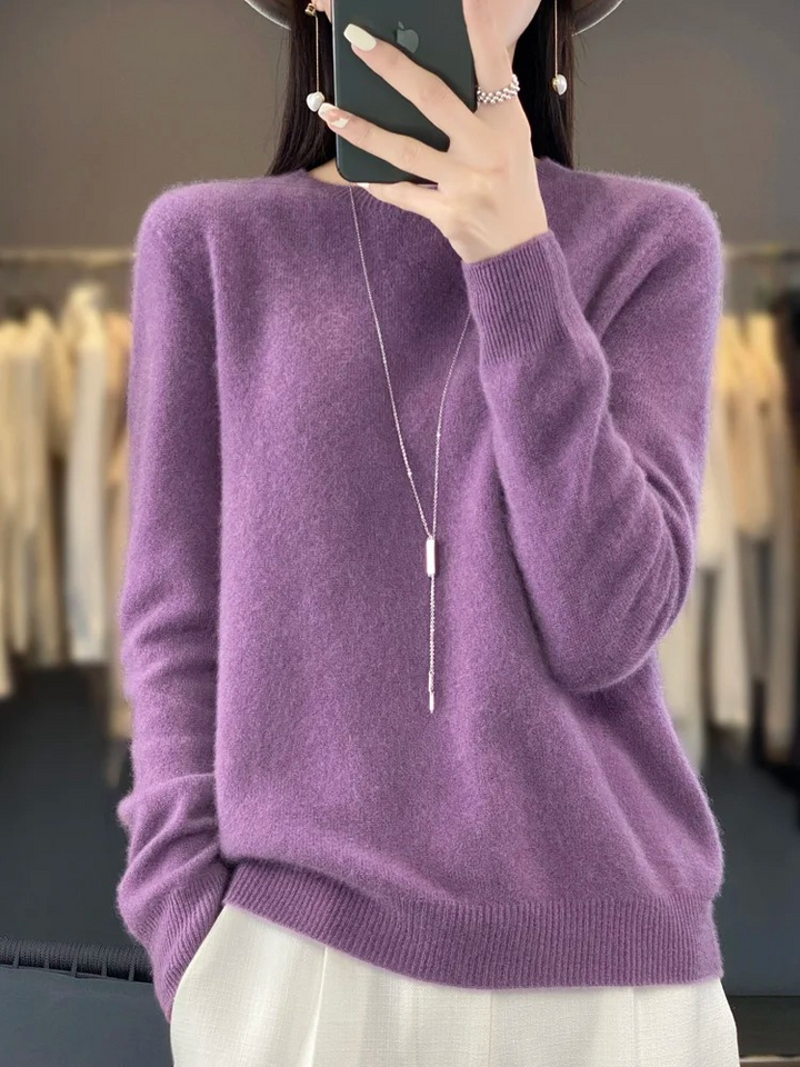 W&W Mode | Pullover Damen Runder Ausschnitt Weicher und Eleganter Strickpullover
