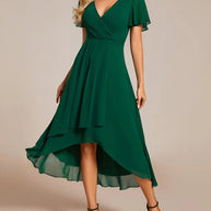 WW | Kleid mit V-Ausschnitt und Rüschenärmeln