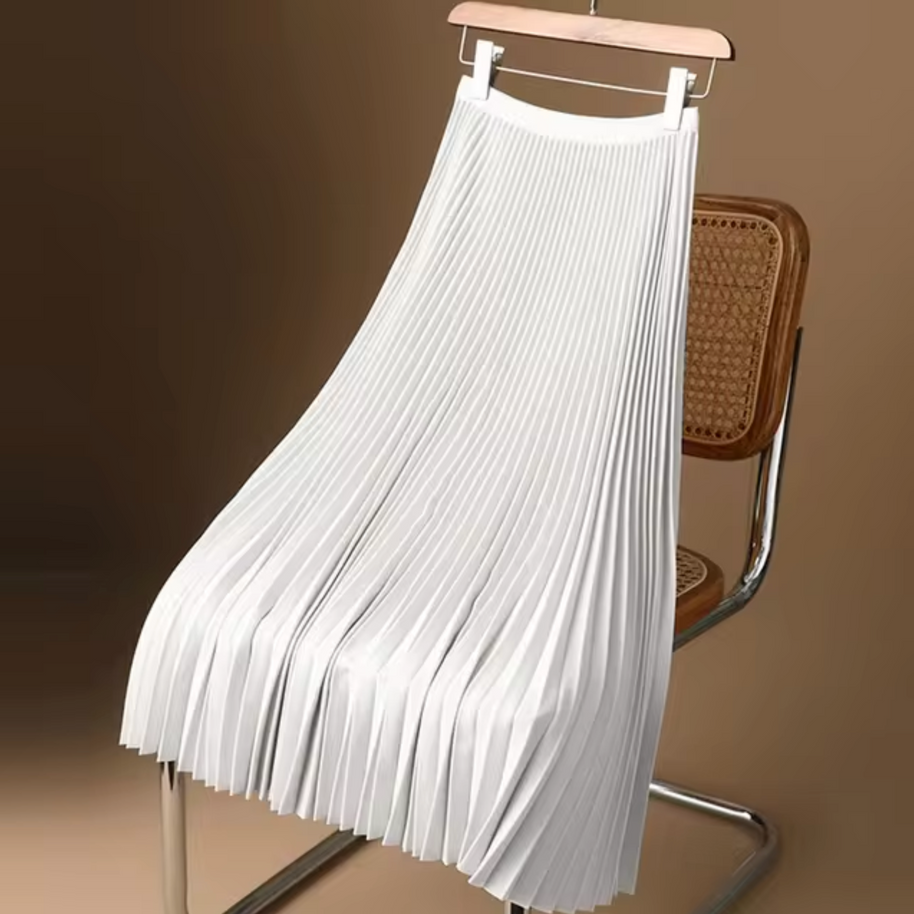 WW | Plissierter Baumwoll-Satin Maxi-Rock