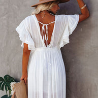 WW | Stil Maxi Kleid mit Flatterärmeln für Frauen