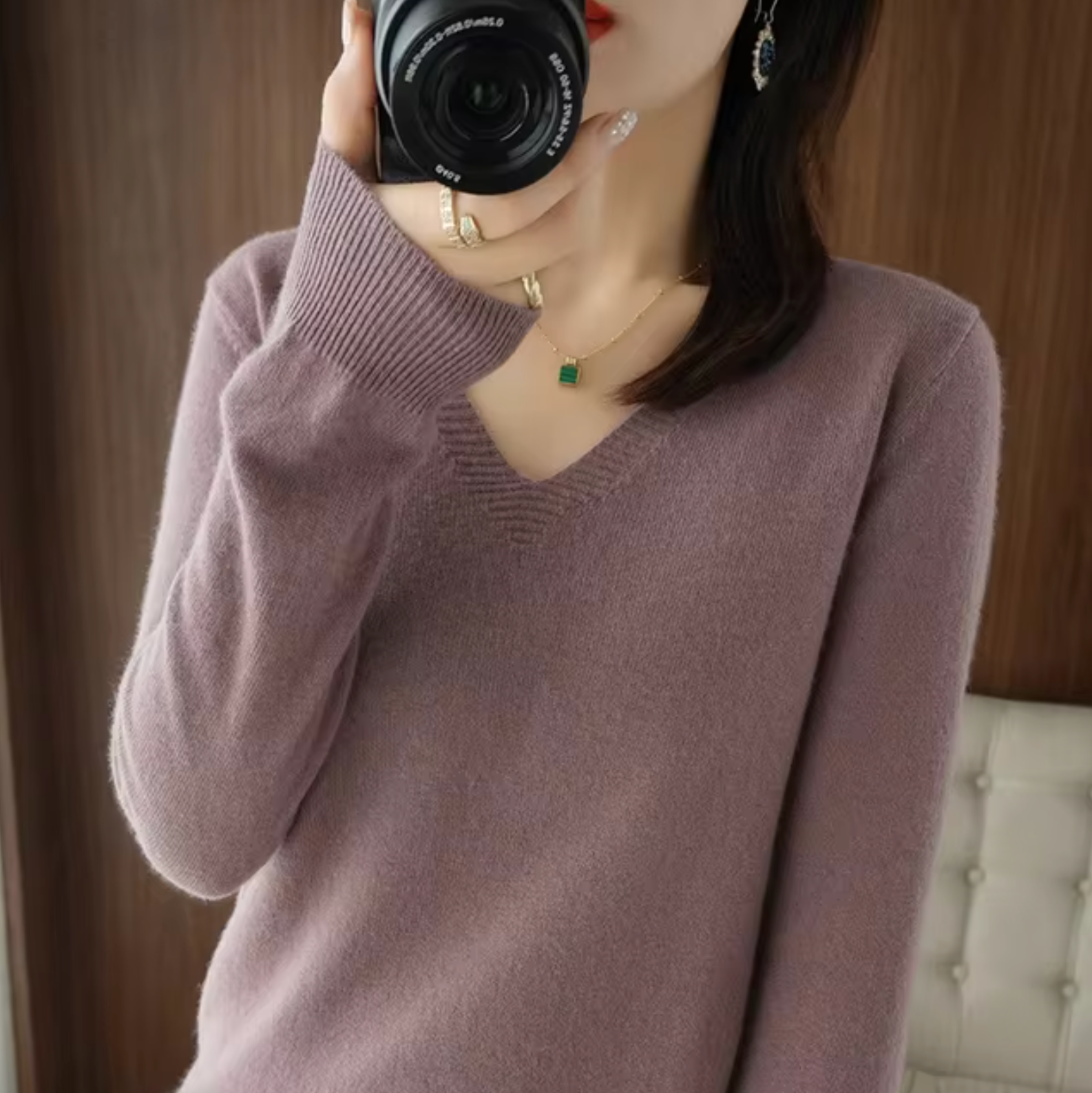 WW | V-Ausschnitt Strickpullover