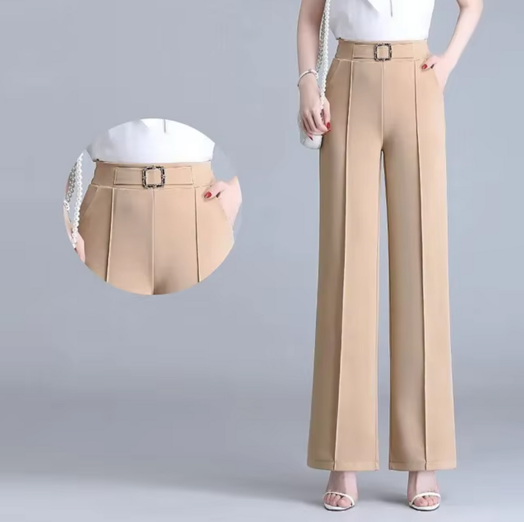 WW | Hochtaillierte Seidenhose mit Weitem Bein
