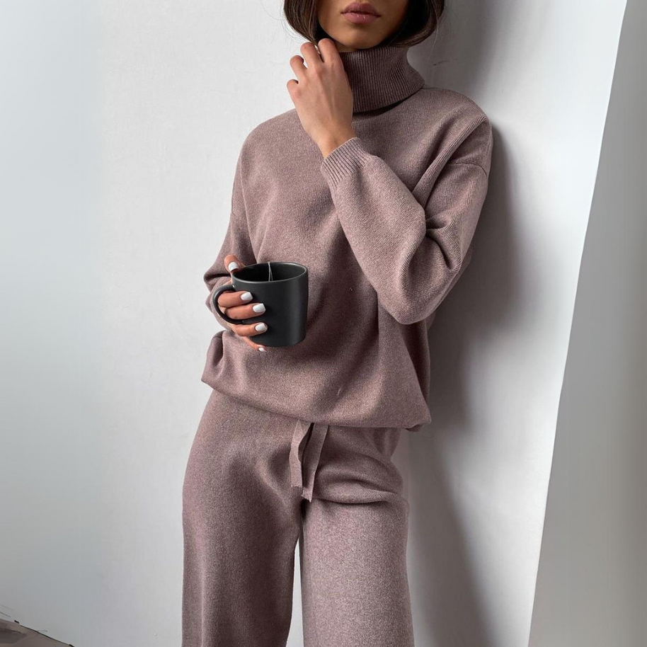 WW | Bequemes 2-Teiliges Set Aus Rollkragenpullover Und Langer Hose