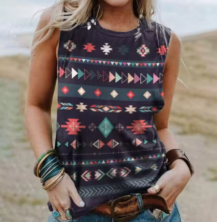 WW | Geometrie 3d Druck Western Ethnic Style Tanktops