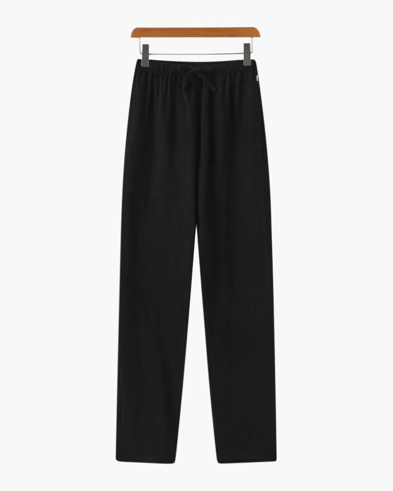 W&W Mode | Leichte Slim Fit Herren Sommer Leinenhose Mit Kordelzug