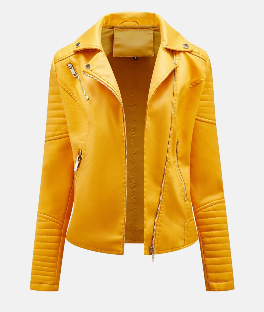 WW | Damen Lederjacke ohne Kapuze - Stilvolle Bikerjacke