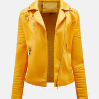 WW | Damen Lederjacke ohne Kapuze - Stilvolle Bikerjacke