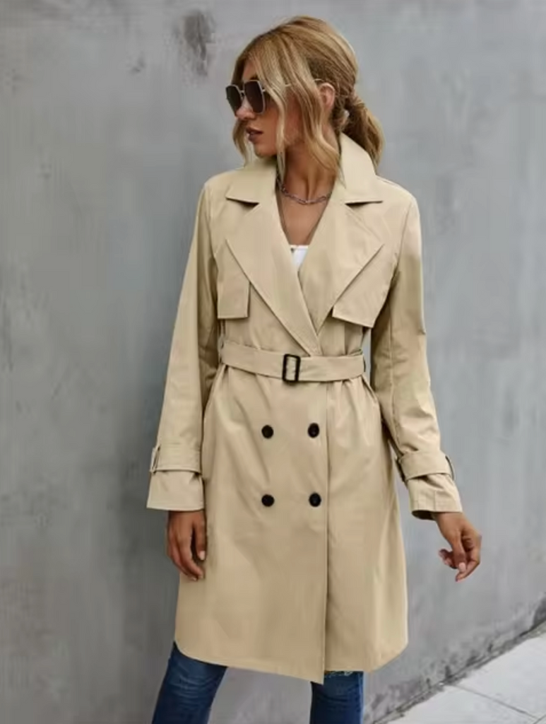 – Langärmliger Lässiger Trenchcoat