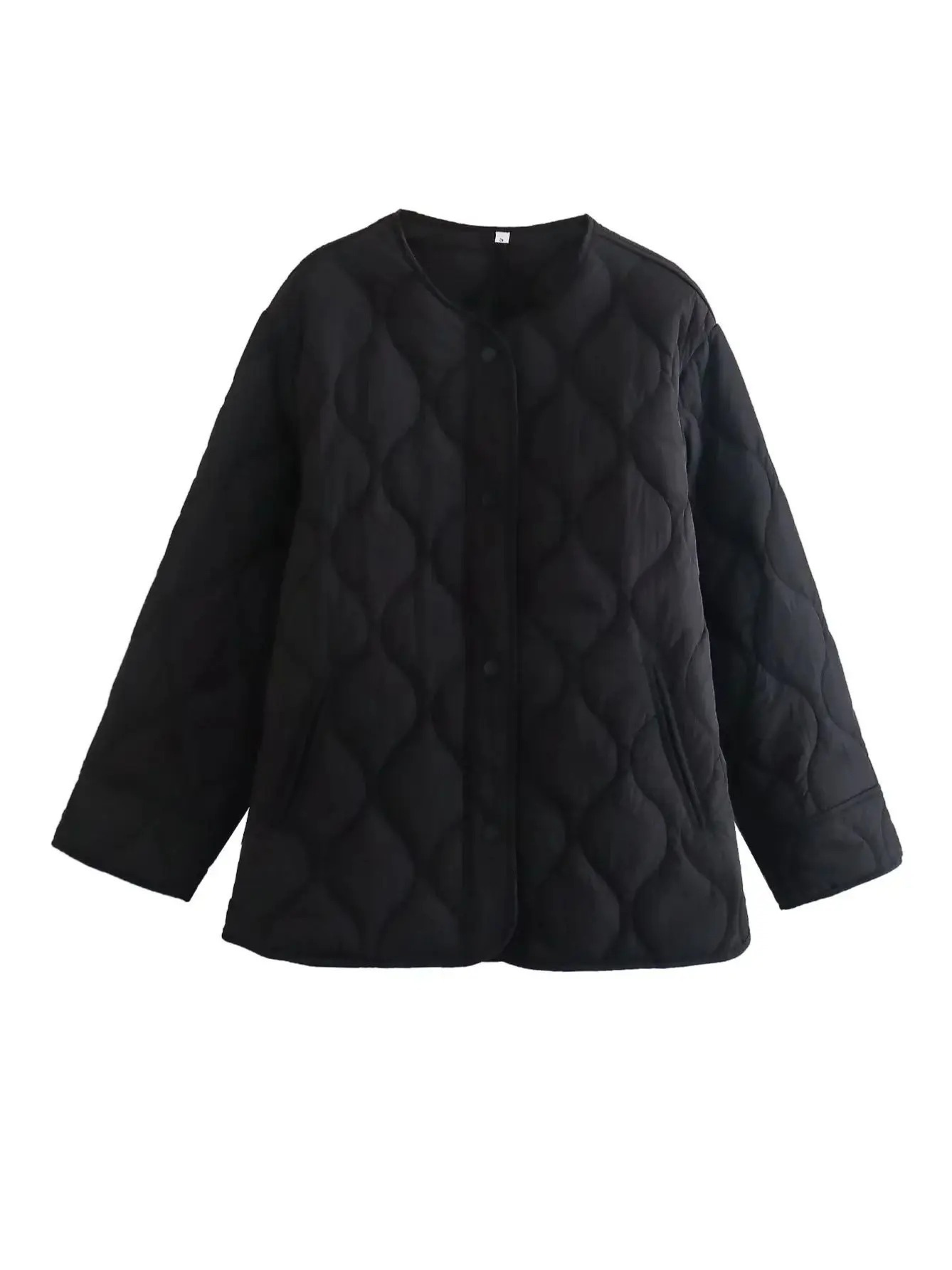 WW | Gepolsterte Jacke Damen, Leichtes Übergröße Modell Mit Taschen, Knopfverschluss