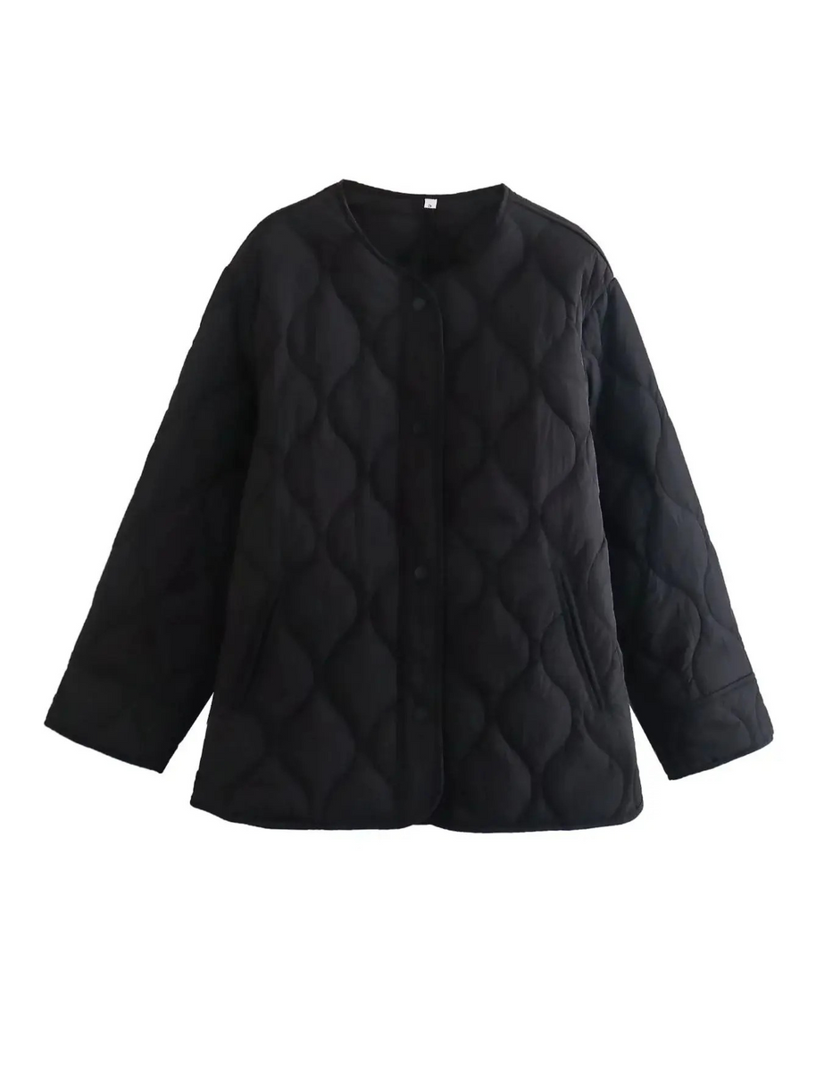 WW | Gepolsterte Jacke Damen, Leichtes Übergröße Modell Mit Taschen, Knopfverschluss