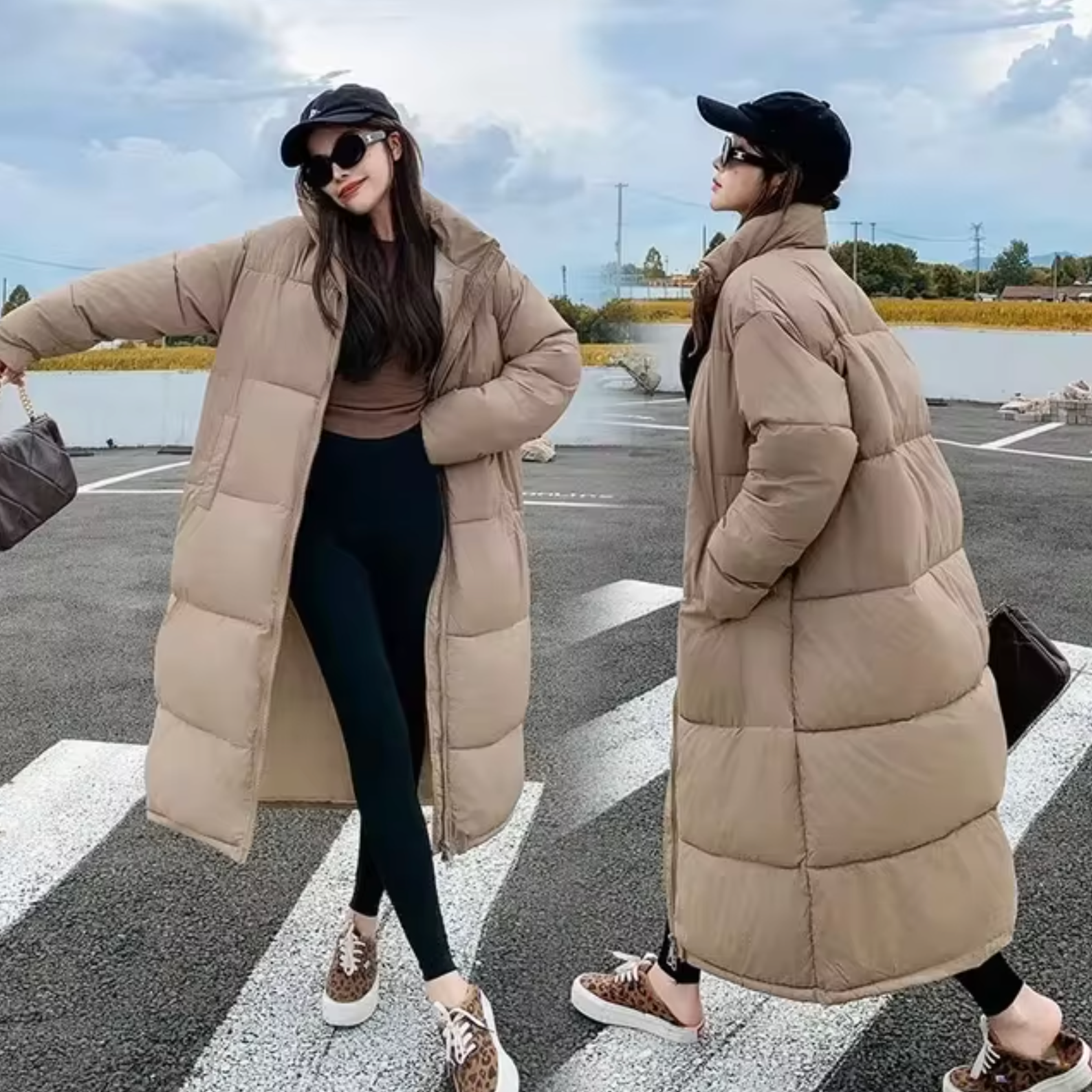 – Lange  Wattierte Jacke