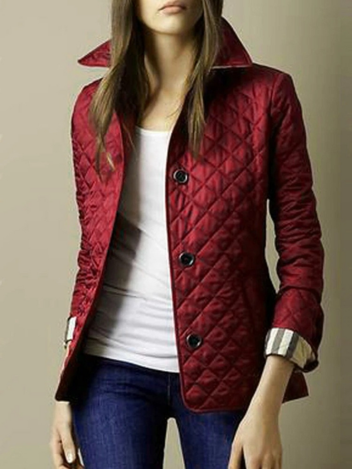 W&W Mode | Kurze Gesteppte Damenjacke Mit Knöpfen Und Kragen, Elegant