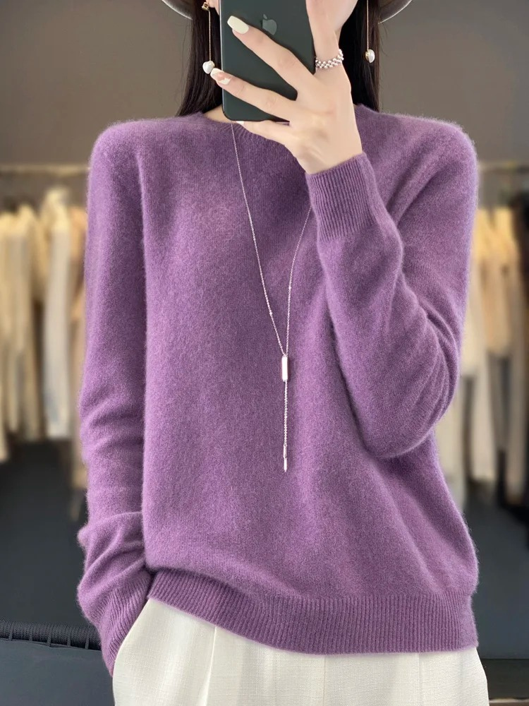 W&W Mode | Pullover Damen Runder Ausschnitt Weicher und Eleganter Strickpullover