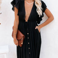 WW | Stil Maxi Kleid mit Flatterärmeln für Frauen