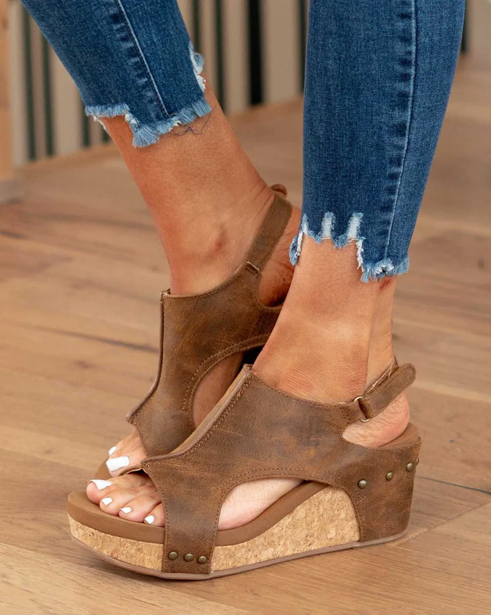 W&W Mode | Trendige Damensandalen Mit Keilabsatz Und Ergonomischem Fußbett