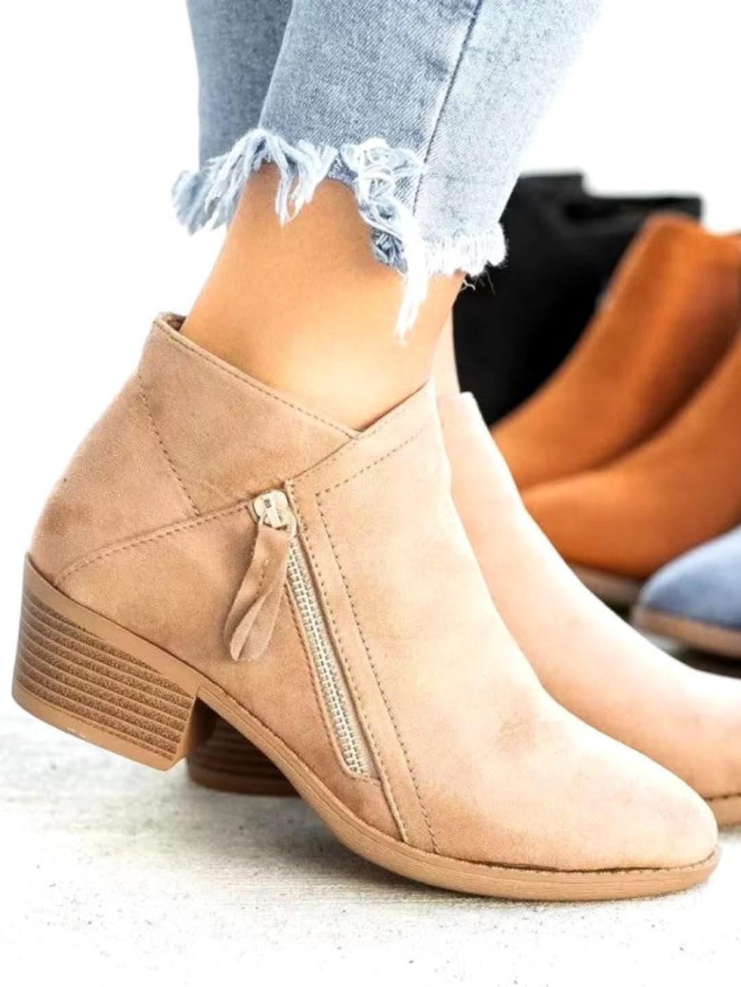 W&W Mode | Ankle Zipper Aus Wildleder Stil Chic Und Unübertroffener Komfort