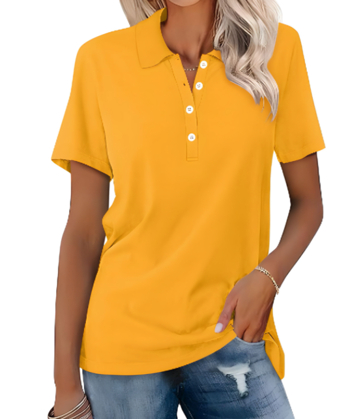 W&W Mode | Nachhaltiges Poloshirt Damen Polo Shirt Mit Kragen Und Knopfverschluss