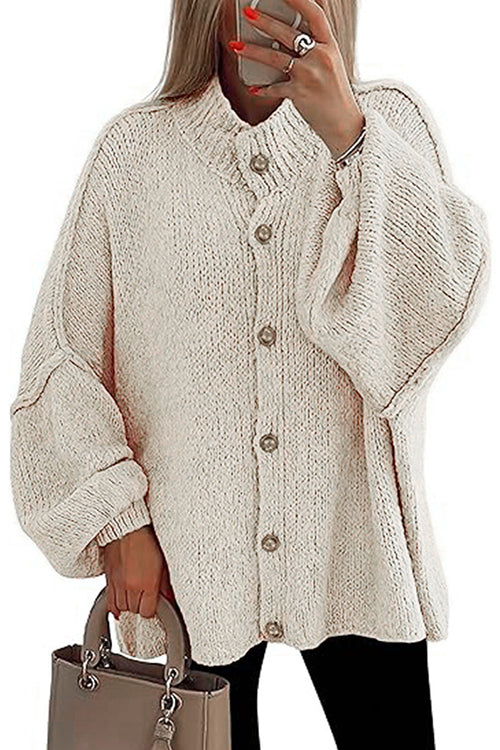 WW | Rosiedress Knopf-Down Ballonärmel Pullover Cardigan