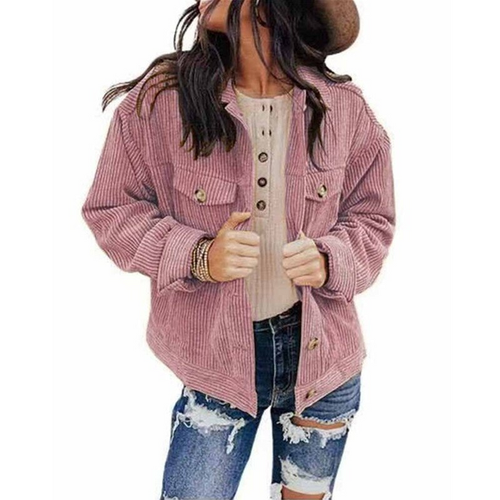 W&W Mode | Damen Jacke Cord Oversize Look Mit Knöpfen Und Brusttaschen
